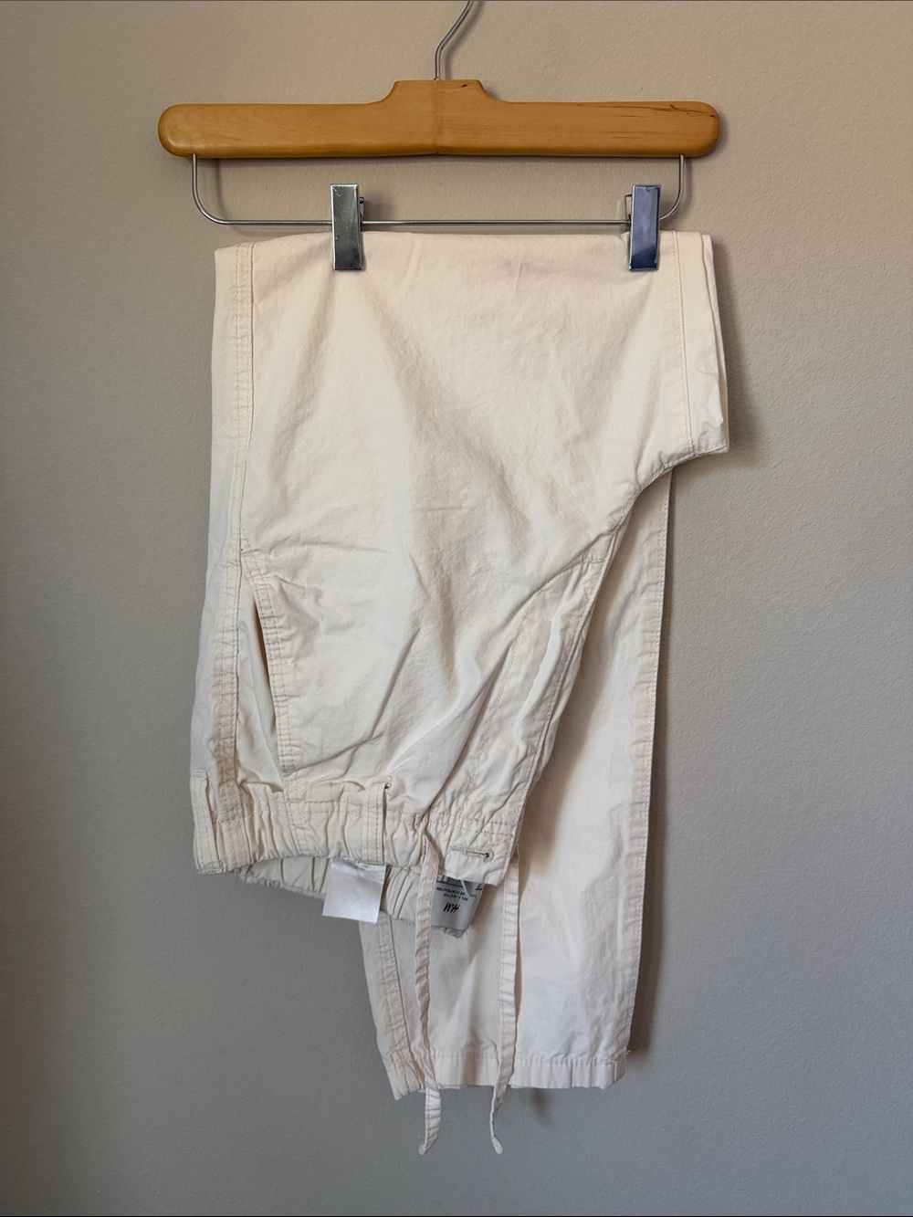 H&M Men's Cream Drawstring Cotton Jogger Pants size S